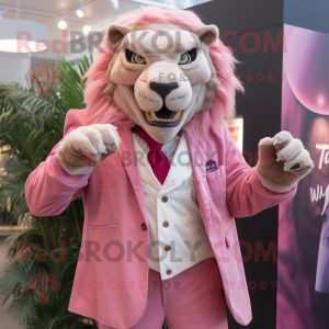 Pink Smilodon maskot...