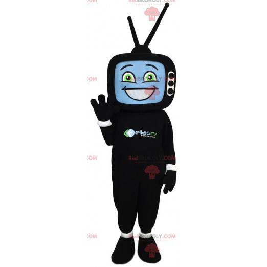 Uomo mascotte con una testa sotto forma di un televisore -