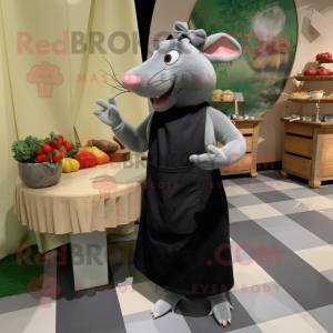 Gray Ratatouille mascot costume character dressed with a Wrap Dress and Handbags