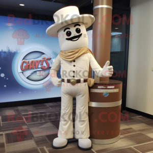 Cream Gyro mascot costume character dressed with a Flare Jeans and Tie pins