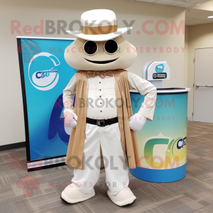 Cream Gyro mascot costume character dressed with a Flare Jeans and Tie pins
