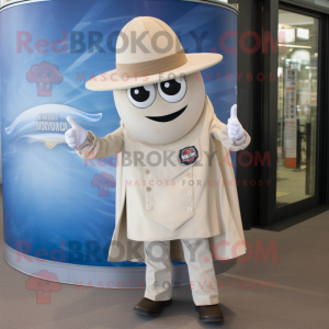 Cream Gyro mascot costume character dressed with a Flare Jeans and Tie pins
