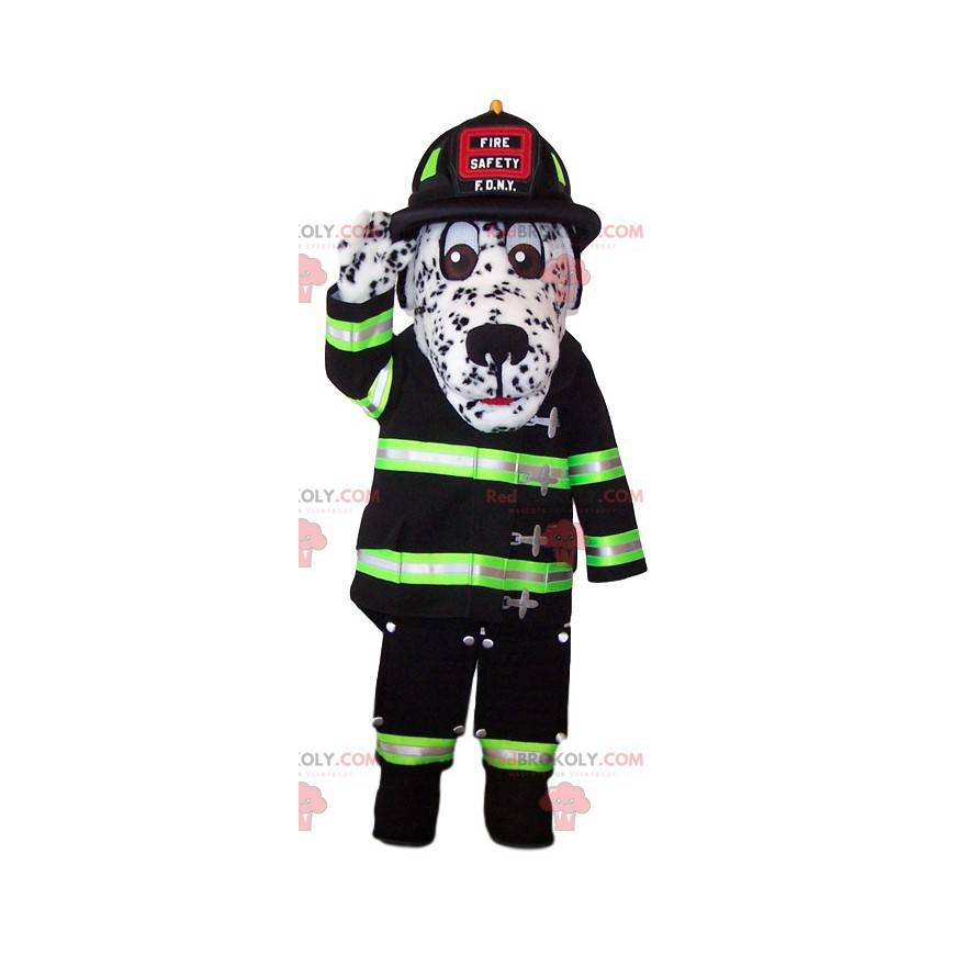 Dalmatian mascot in firefighter outfit - Redbrokoly.com