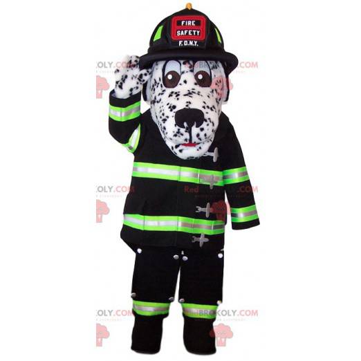 Dalmatian mascot in firefighter outfit - Redbrokoly.com