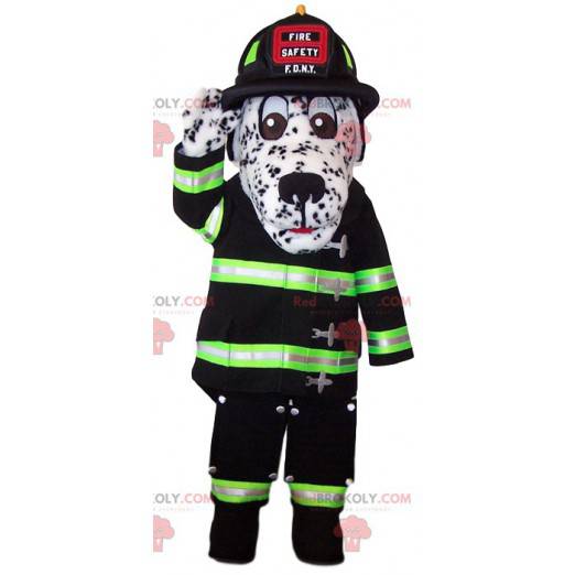 Mascotte de dalmatien en tenue de pompier - Redbrokoly.com