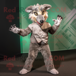 Silver Thylacosmilus mascot costume character dressed with a Joggers and Bow ties