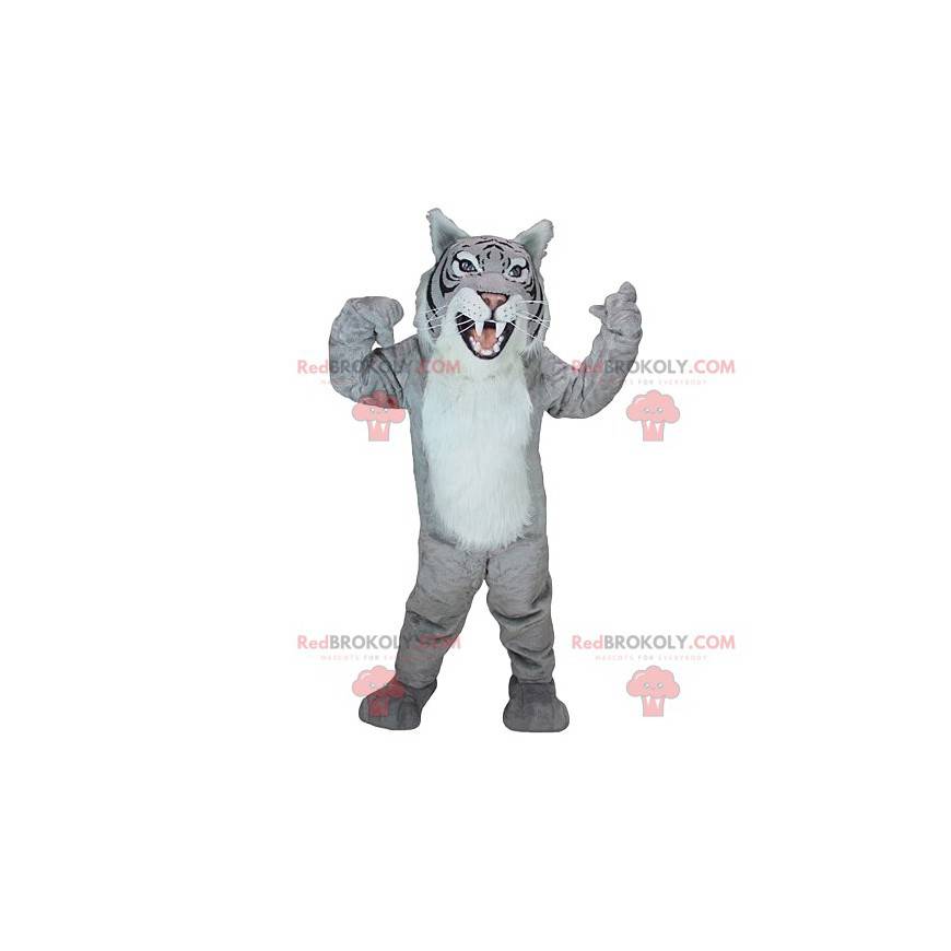 Mascota tigre gris majestuoso y feroz - Redbrokoly.com