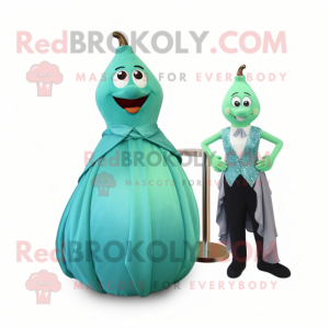 Teal Pear maskot kostume...