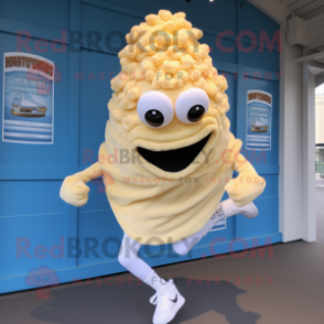 Cream Fried Calamari mascot costume character dressed with a Running Shorts and Wraps