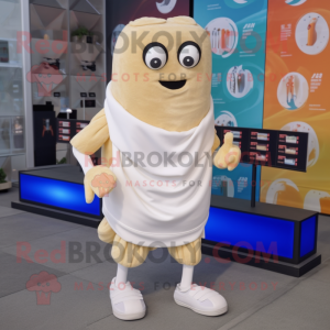 Cream Fried Calamari mascot costume character dressed with a Running Shorts and Wraps