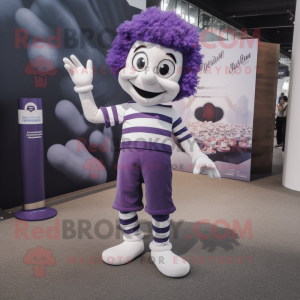 Lavendel Mime maskot kostym...