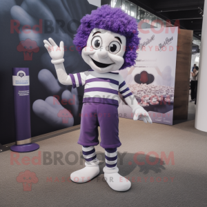 Lavender Mime mascot costume character dressed with a T-Shirt and Anklets