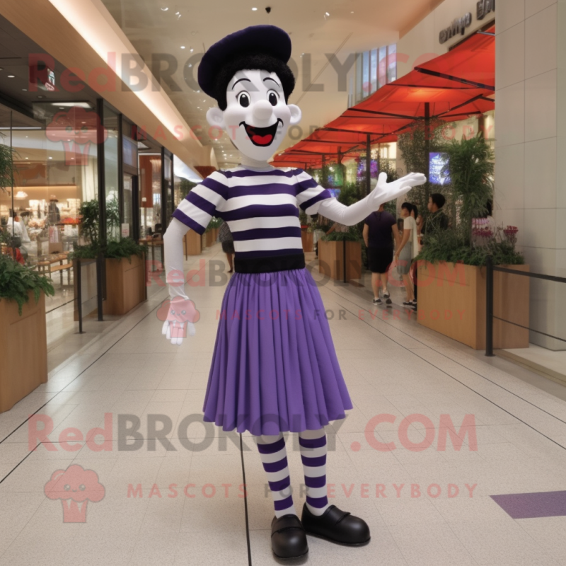 Lavender Mime mascot costume character dressed with a T-Shirt and Anklets