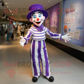 Lavender Mime mascot costume character dressed with a T-Shirt and Anklets