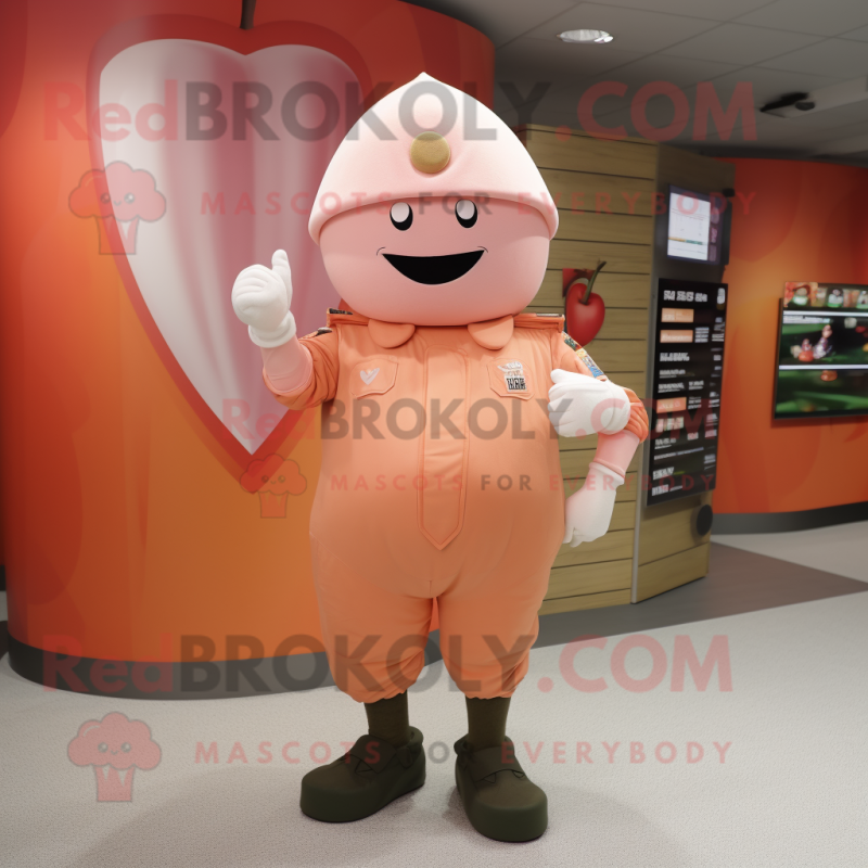 Peach Soldier mascot costume character dressed with a Joggers and Foot pads