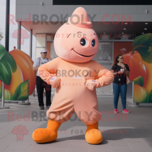 Peach Soldier mascot costume character dressed with a Joggers and Foot pads