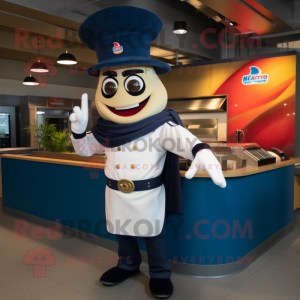 Navy Fajitas mascot costume character dressed with a Sweatshirt and Hats