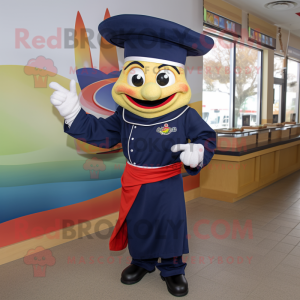 Navy Fajitas mascot costume character dressed with a Sweatshirt and Hats