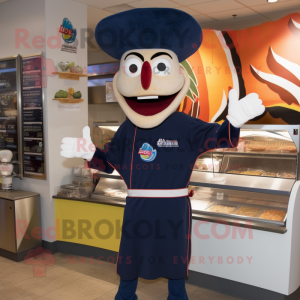 Navy Fajitas mascot costume character dressed with a Sweatshirt and Hats