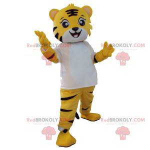 Mascotte de petit tigre avec son t-shirt blanc - Redbrokoly.com