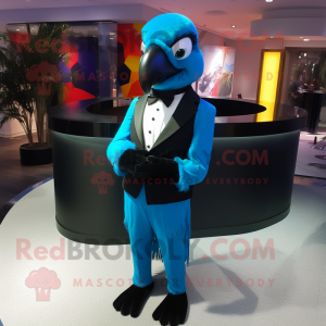 Cyan Macaw maskot kostym...