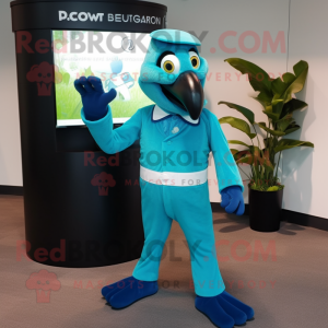 Cyan Macaw maskot kostume...