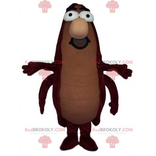 Bruine kakkerlak mascotte met een snor - Redbrokoly.com