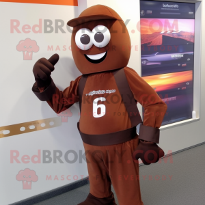 Rust Chocolate Bars mascot costume character dressed with a Jumpsuit and Watches