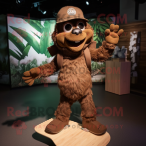 Brown Skateboard mascot costume character dressed with a Romper and Hats