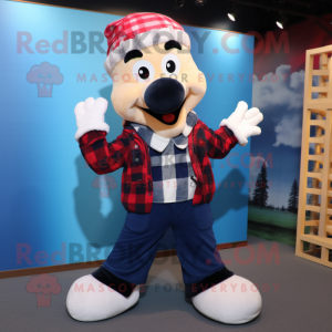 Navy Acrobat mascot costume character dressed with a Flannel Shirt and Mittens