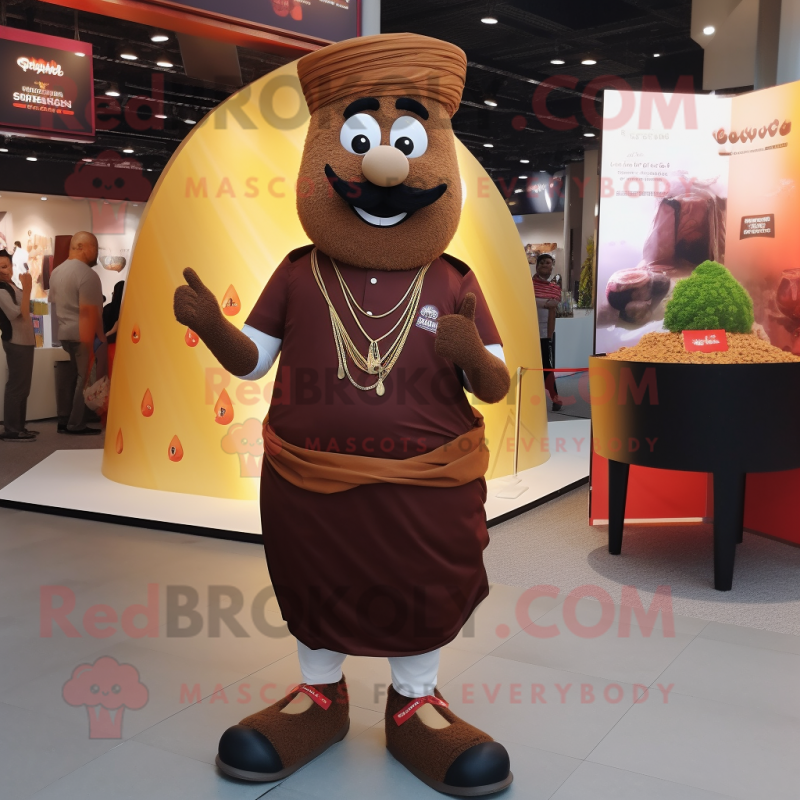 Brown Biryani mascot costume character dressed with a Polo Tee and Anklets Brown Biryani mascot costume character dressed with a Polo Tee and Anklets