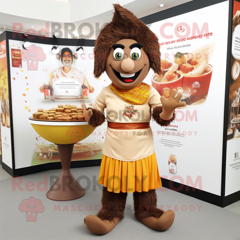 Brown Biryani mascot costume character dressed with a Polo Tee and Anklets Brown Biryani mascot costume character dressed with a Polo Tee and Anklets