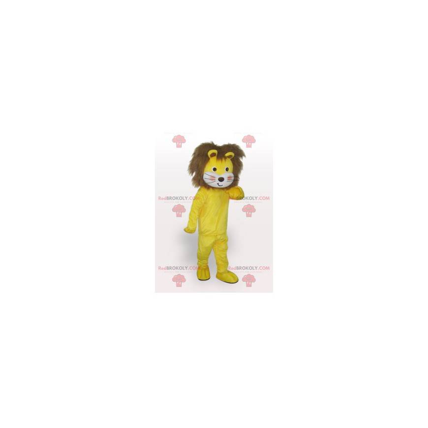Mascotte de lionceau jaune et marron doux et poilu - Mascotte de lionceau jaune et marron doux et poilu -