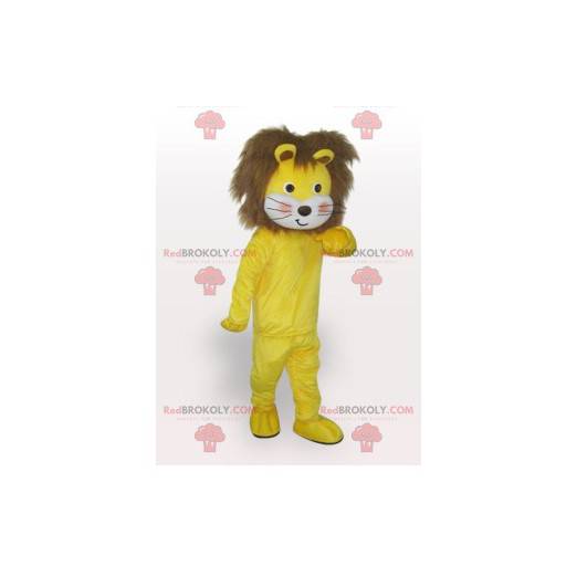 Mascot yellow and brown lion cub soft and hairy - Redbrokoly.com