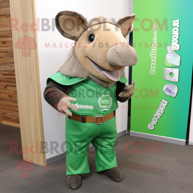 Green Armadillo mascot costume character dressed with a Trousers and Ties