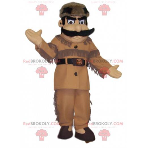 Mascote trapper com seu chapéu de pele - Redbrokoly.com