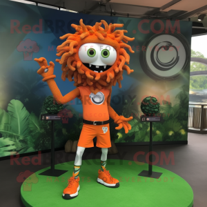 Oransje Medusa maskot drakt...