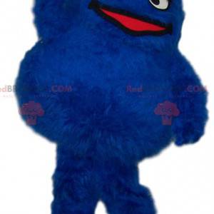 Mascotte de monstre bleu tout rond et poilu - Redbrokoly.com