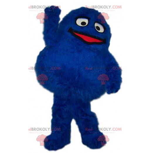 Mascotte rond en harig blauw monster - Redbrokoly.com