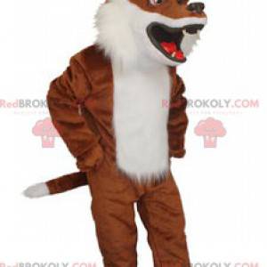 Mascotte de renard marron et blanc très réaliste -