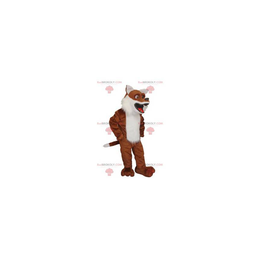 Mascota de zorro marrón y blanco muy realista - Redbrokoly.com