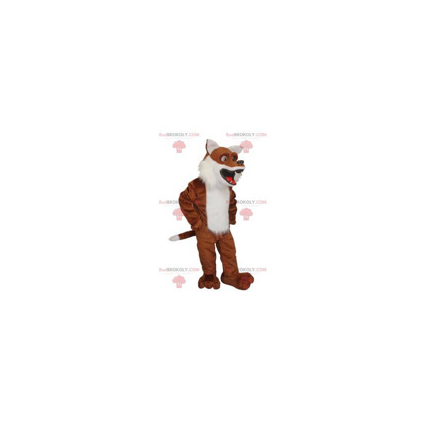 Very realistic brown and white fox mascot - Redbrokoly.com