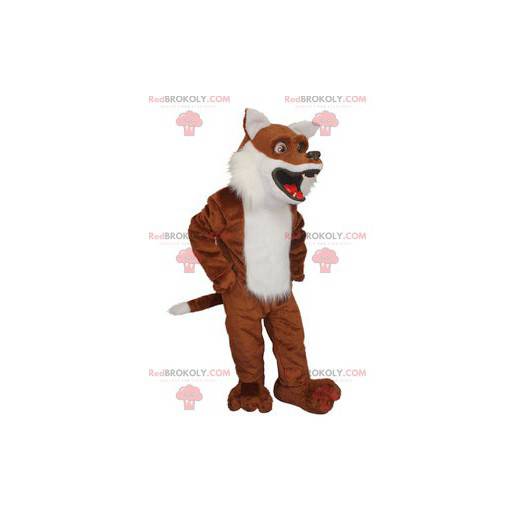 Very realistic brown and white fox mascot - Redbrokoly.com