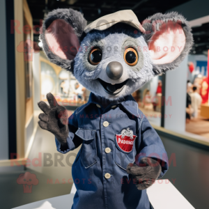 Navy Aye-Aye mascot costume character dressed with a Oxford Shirt and Earrings