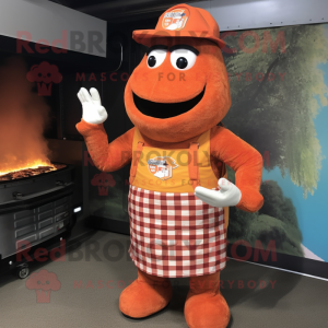 Orange Bbq Ribs mascot costume character dressed with a Cargo Shorts and Wraps