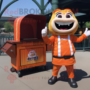 Orange Bbq Ribs mascot costume character dressed with a Cargo Shorts and Wraps