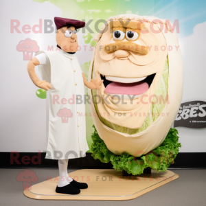 Tan Corned Beef And Cabbage mascot costume character dressed with a Cover-up and Shoe clips