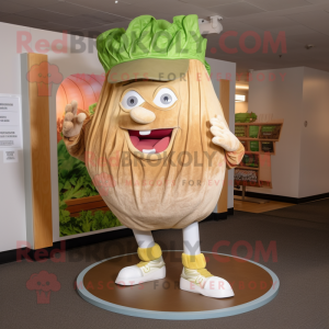 Tan Corned Beef And Cabbage mascot costume character dressed with a Cover-up and Shoe clips