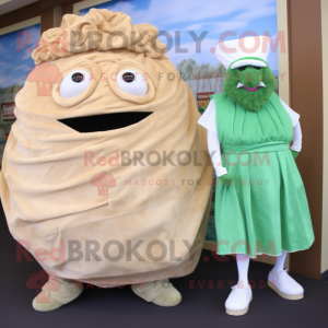 Tan Corned Beef And Cabbage mascot costume character dressed with a Cover-up and Shoe clips