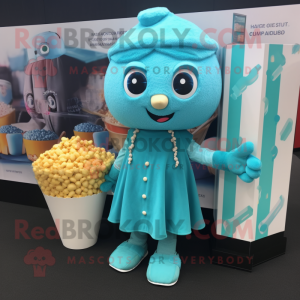 Teal Pop Corn mascotte...